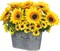 Spring Tabletop Decor – Artificial Sunflower Arrangement in Metal Basket with Eucalyptus Leaves & Mini Flowers, Realistic Faux Sunflower Floral Centerpiece for Dining Table, Coffee Table & Farmhouse Home Decor (11")